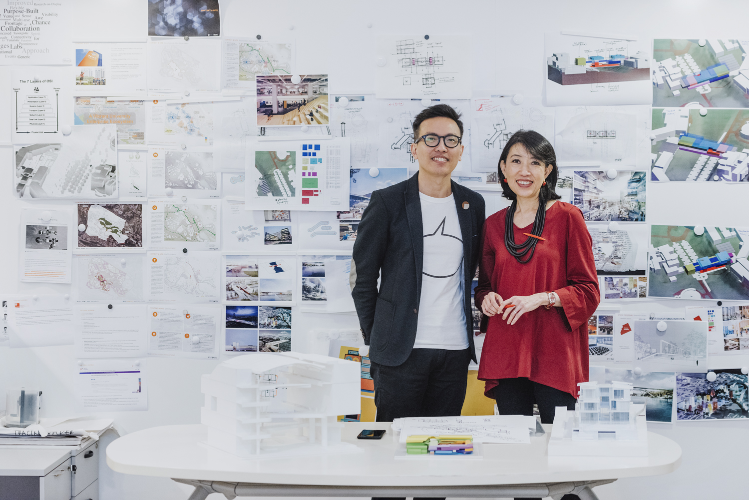 Architects Angelene Chan and Seah Chee Huang in their office