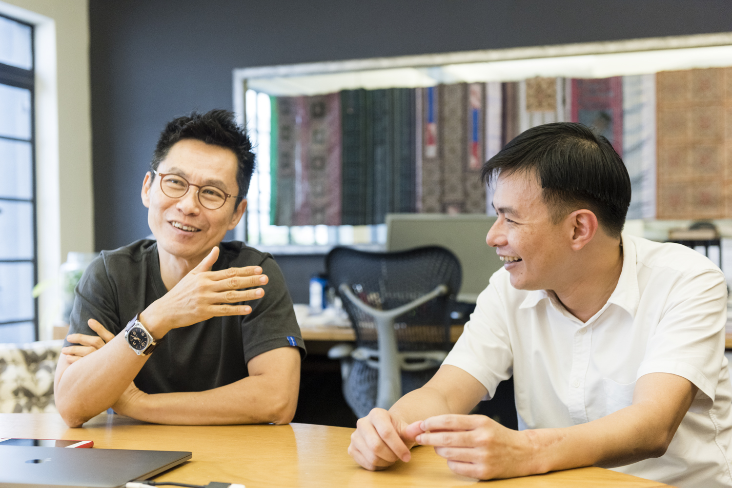 Architects Wong Mun Summ and Phua Hong Wei in their office